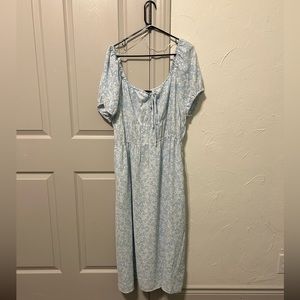 NWOT Who What Wear | White w/ Light Blue Pattern | Long Dress | Size XXL